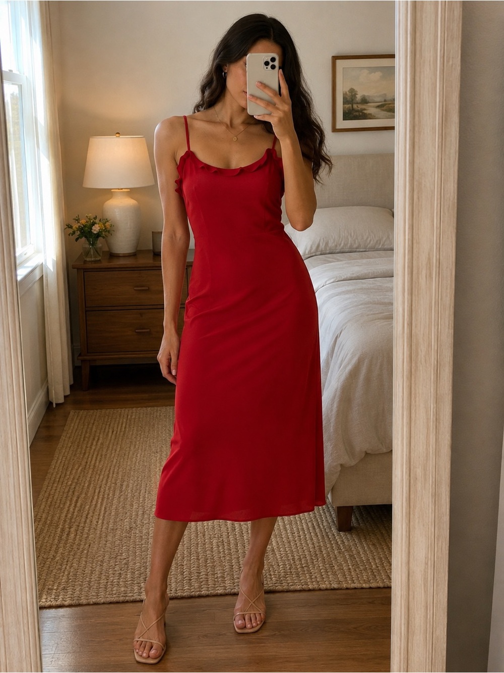Aritzia wilfred red maxi dress, size 0